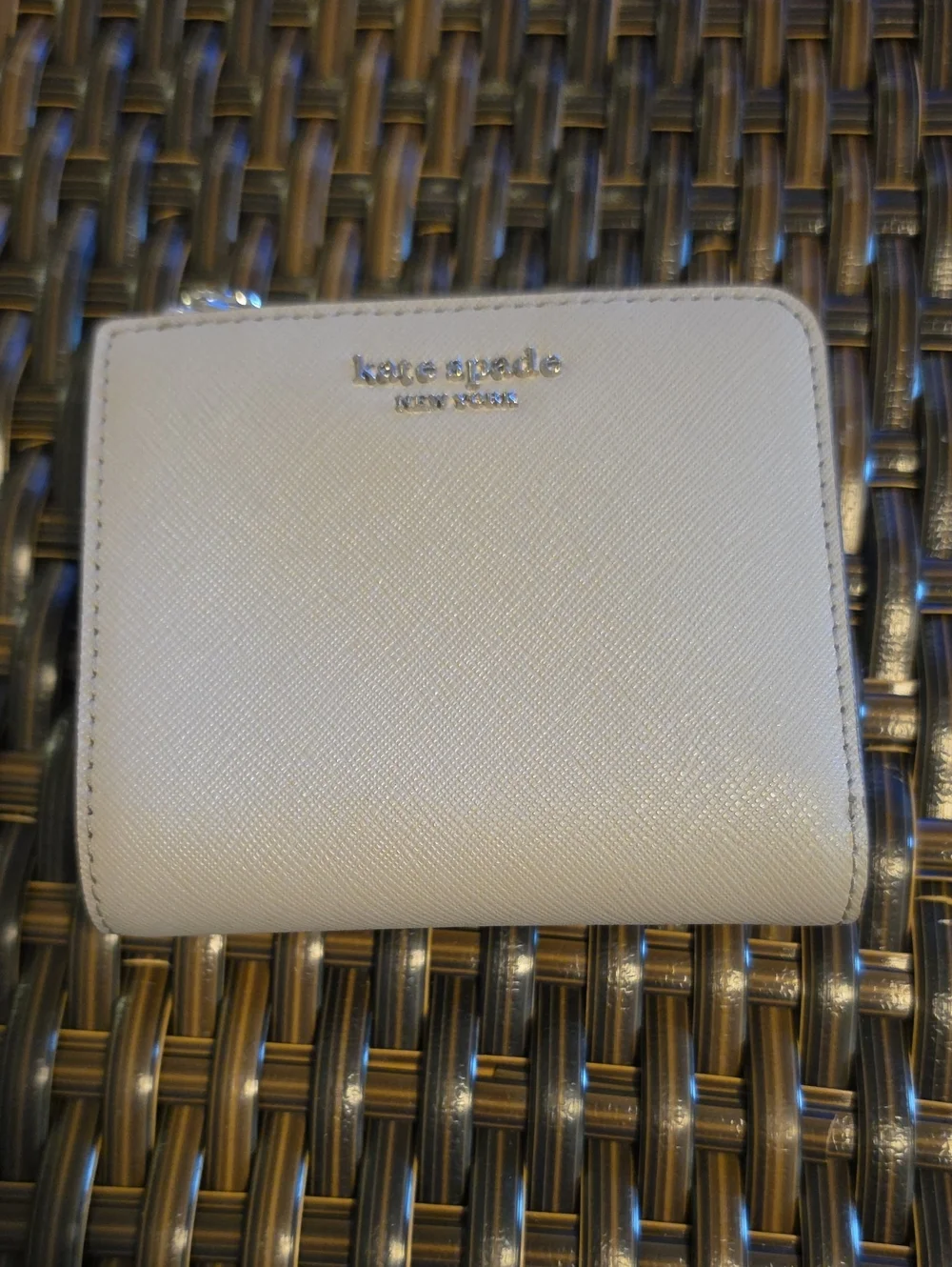 kate spade cream saffiano leather zip card holder